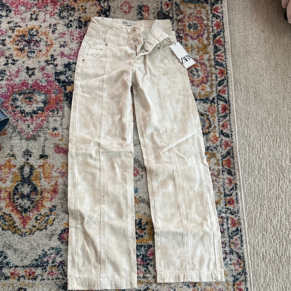 Zara Cream Flare & Wide Leg Jeans